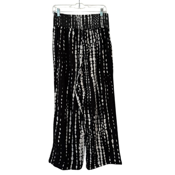 Cupshe | Black White Abstract Smocked Waist Wide Leg Lightweight Large Petite - Picture 4 of 6